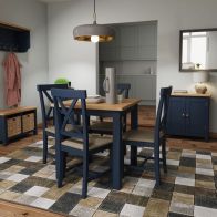 See more information about the Westbridge Light Oak & Blue Fixed Top Dining Table